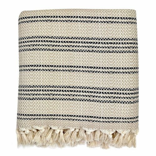 Woven Stripe Turkish Throw - Hand-Loomed 100% Cotton Oversized Blanket