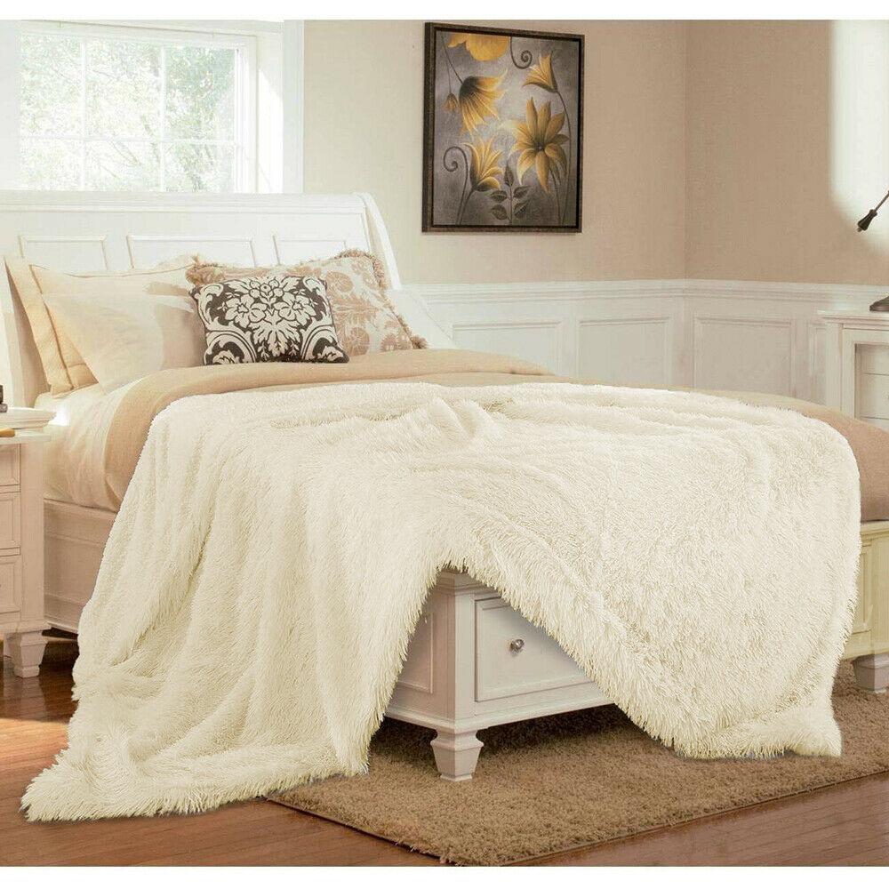 Ultra Soft Faux Fur Throw Blanket - Reversible Plush Cozy Blanket