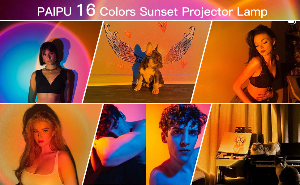 16-Color Sunset Projection Lamp | Remote Control Mood Lighting