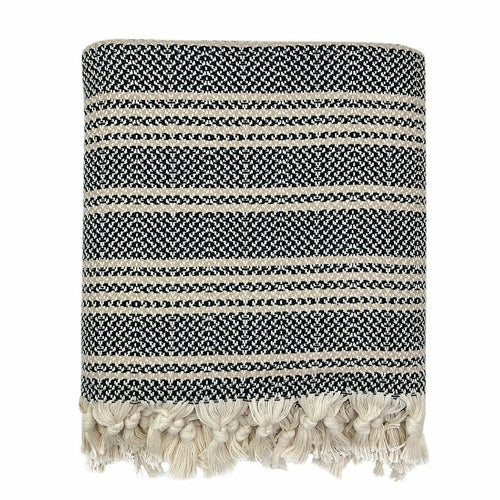 Woven Stripe Turkish Throw - Hand-Loomed 100% Cotton Oversized Blanket